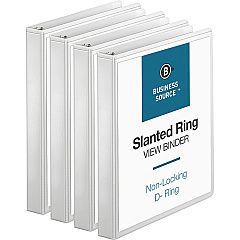 Business Source Basic D-Ring View Binders 1" Binder Capacity - Letter - 8 1/2" x 11" Sheet Size - 240 Sheet Capacity - 3 Ring - Fastener: Slant D-Ring - Pocket: Internal - Polypropylene - White - Sturdy, Clear Overlay, Spine Label, Non-glare, (BSN28440BD) Business Source Basic D-Ring View Binders 1" Binder Capacity - Letter - 8 1/2" x 11" Sheet Size - 240 Sheet Capacity - 3 Ring - Fastener: Slant D-Ring - Pocket: Internal - Polypropylene - White - Sturdy, Clear Overlay, Spine Label, Non-glare, (BSN28440BD)