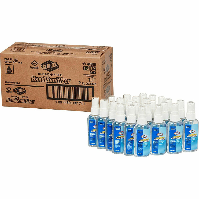Clorox Commercial Solutions Hand Sanitizer Spray 2 fl oz - Spray Bottle Dispenser - Kill Germs - Hand - Moisturizing - Clear - Non-sticky, Non-greasy, Bleach-free - 24 / Carton (02174CT)