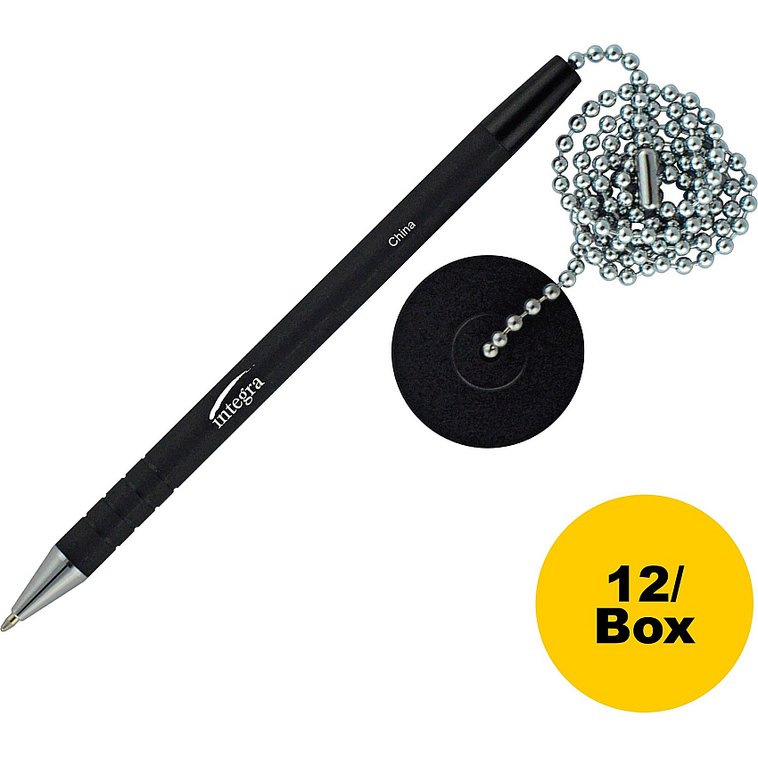 Integra Antimicrobial Rubber Barrel Counter Pen Black Ink - Rubber Barrel - 12 / Box (38648BX)
