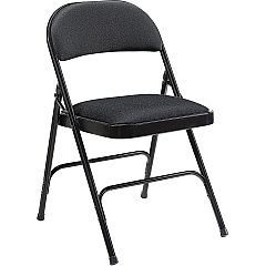 Lorell Padded Folding Chairs Black Seat Color - Fabric Seat Material - Black Back Color - Fabric Back Material - Powder Coated Frame Color - Steel Frame Material - 4 / Carton (LLR62532)