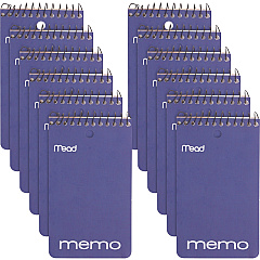 Mead Wirebound Memo Book 60 Sheets - 120 Pages - Wire Bound - College Ruled Front Ruling - 3" x 5" Sheet Size - White Paper - Assorted Cardboard Cover - Stiff-back, Hole-punched - 12 / Pack (45354PK) Mead Wirebound Memo Book 60 Sheets - 120 Pages - Wire Bound - College Ruled Front Ruling - 3" x 5" Sheet Size - White Paper - Assorted Cardboard Cover - Stiff-back, Hole-punched - 12 / Pack (45354PK)