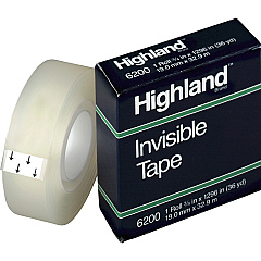 Highland Matte-finish Invisible Tape 36 yd Length x 0.75" Width - 1" Core - Matte - Clear - For Mending, Holding, Splicing - 12 / Pack (6200341296PK) Highland Matte-finish Invisible Tape 36 yd Length x 0.75" Width - 1" Core - Matte - Clear - For Mending, Holding, Splicing - 12 / Pack (6200341296PK)