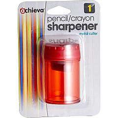 Officemate Double Barrel Pencil/Crayon Sharpener 2 Hole(s) - 2.1" Height x 1.4" Width x 1.4" Depth - Translucent Red - 8 / Box (30240BX)