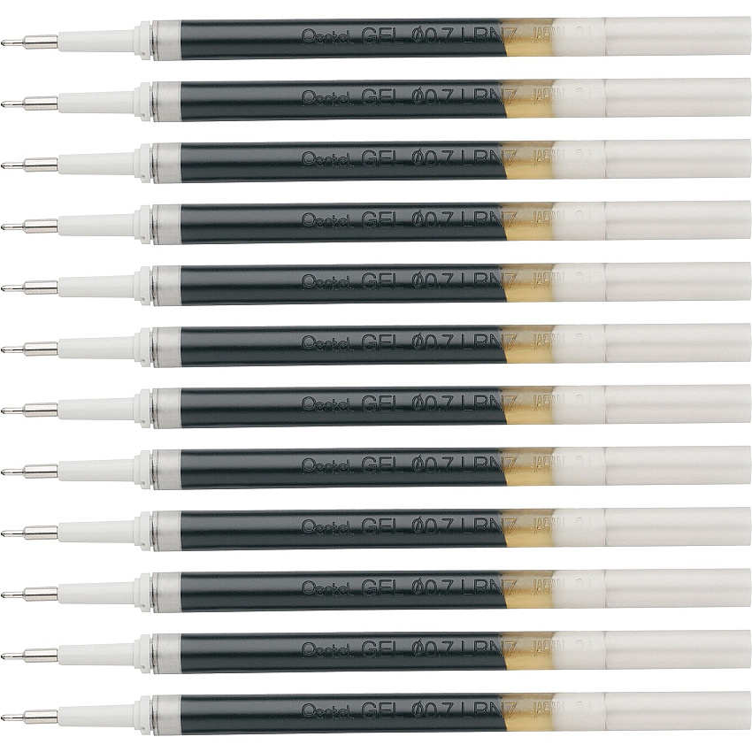 Pentel EnerGel Retractable Liquid Pen Refills 0.70 mm , Medium Point - Black Ink - Smudge Proof, Smear Proof, Quick-drying Ink, Glob-free, Smooth Writing - 12 / Box (LRN7ABX)