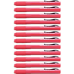 Pentel Rubber Grip Clic Eraser Red Barrel - Pen - Refillable - 12 / Box - Retractable, Latex-free Grip, Pocket Clip, Ghost Resistant, Non-abrasive (ZE22BBX)