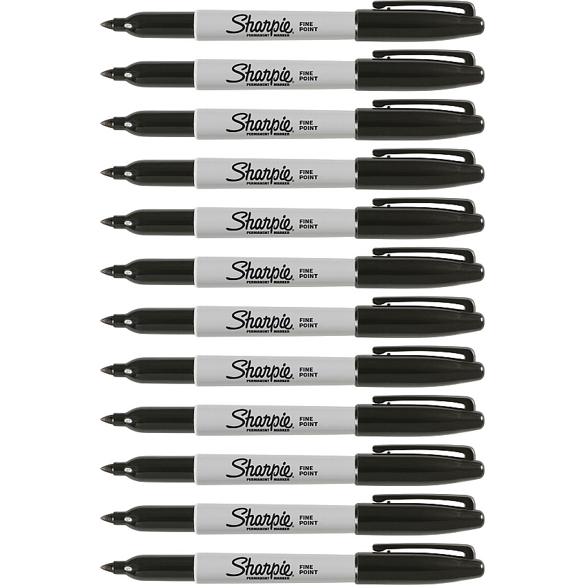 Sharpie Fine Point Permanent Ink Markers Black Ink - Alcohol Based - 12 / Dozen (30051DZ)