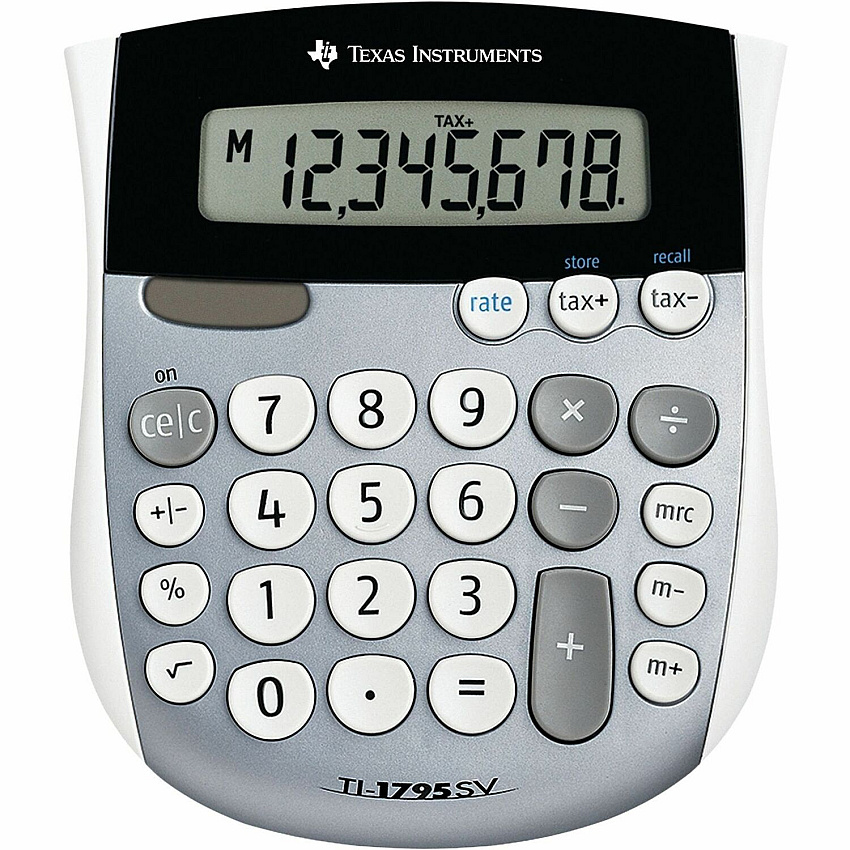 Texas Instruments TI-1795SV SuperView Calculators Dual Power, Angled Display, Sign Change - 8 Digits - LCD - Battery/Solar Powered - 1" Height x 4.3" Width x 5.1" Length - Gray - 2 / Bundle (TI1795SVBD)