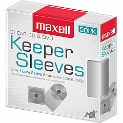 Maxell CD-KEEPCL Optical Disc Case Sleeve - Plastic - ClearCD/DVD - 50 / Pack (190150)