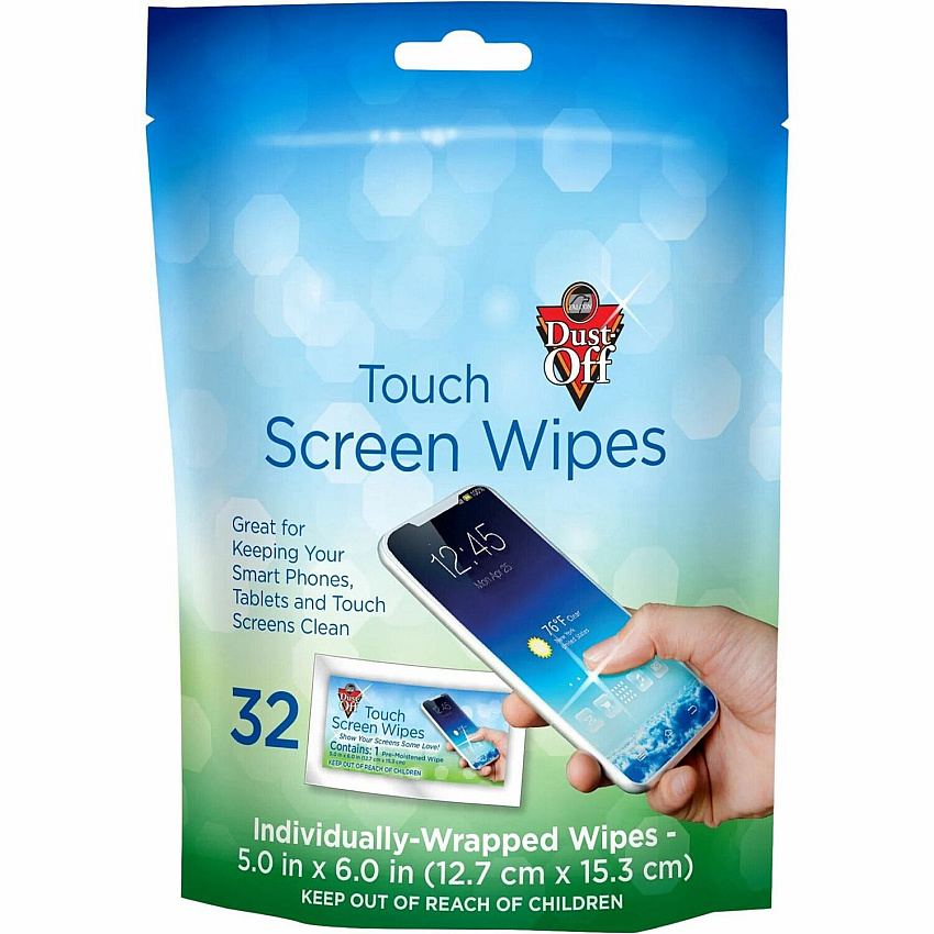 Dust-Off Electronics Screen Wipes - DTSW32 For Multipurpose - BluePouch - 32 / Pack (DTSW32M)