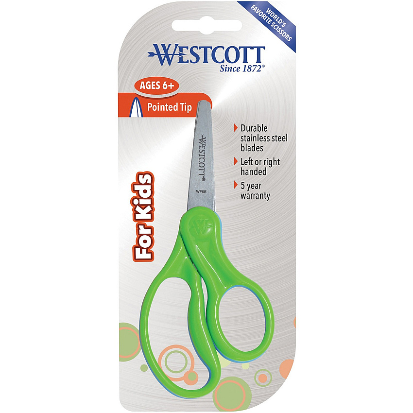 Westcott 5" Pointed Kid Scissors 5" Blade Length - 5" Overall Length - Stainless Steel - Pointed Tip - Assorted - 30 / Pack (16657)