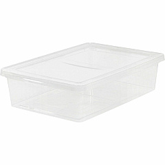 IRIS 28-quart Storage Box External Dimensions: 24" Width x 16.3" Depth x 6" Height - 7 gal - Snap-in Lid Closure - Stackable - Plastic - Clear - For Clothes, Shoes - 1 Each (200420)