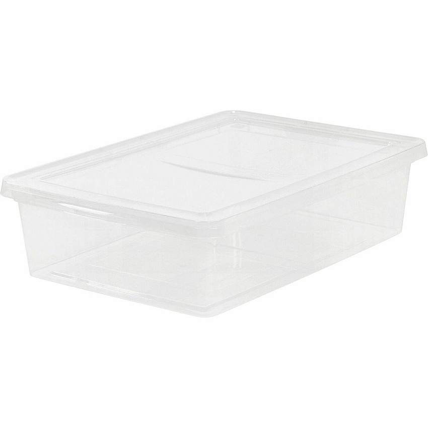 IRIS 28-quart Storage Box External Dimensions: 24" Width x 16.3" Depth x 6" Height - 7 gal - Snap-in Lid Closure - Stackable - Plastic - Clear - For Clothes, Shoes - 1 Each (200420)