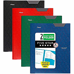 Mead Pocket Folder 3 x Prong Fastener - 2 Pocket - Assorted - 4 / Pack (38048) Mead Pocket Folder 3 x Prong Fastener - 2 Pocket - Assorted - 4 / Pack (38048)