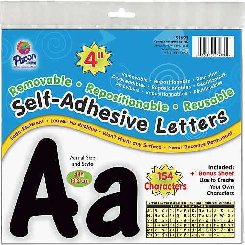UCreate 154 Character Self-adhesive Letter Set Uppercase Letters, Numbers, Punctuation Marks Shape - Self-adhesive, Removable, Repositionable, Reusable, Fade Resistant, Acid-free, Residue-free, Damage Resistant, Easy to Use - 4" Height x 9" Length (51693)
