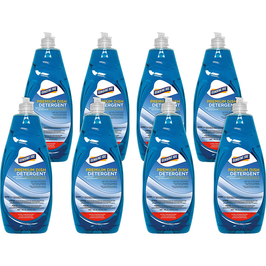 Genuine Joe Premium Dish Detergent For Dish - Concentrate - 38 fl oz (1.2 quart) - Recommended For: Grease Remover - Blue - 8 / Carton (GJO99679CT)