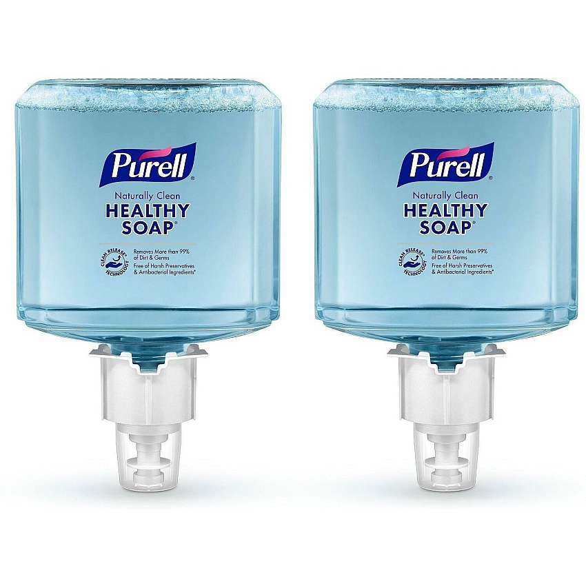 PURELL&reg; ES6 CRT HEALTHY SOAP™ Naturally Clean Foam Naturally Clean Scent - 1.27 quart - Dirt Remover, Kill Germs - Skin - Antibacterial - Blue - Preservative-free, Paraben-free, Phthalate-free, Dye-free, Bio-based, Quick Rinse - 2 / Car (647102)