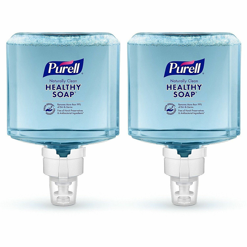 PURELL&reg; ES8 CRT HEALTHY SOAP™ Naturally Clean Foam 1.27 quart - Dirt Remover, Kill Germs - Skin - Blue - Preservative-free, Paraben-free, Phthalate-free, Dye-free, Bio-based - 2 / Carton (777102)