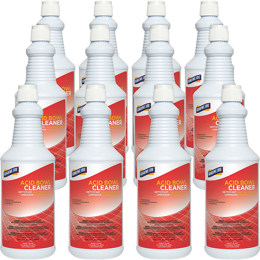 Genuine Joe Acid Bowl Cleaner Ready-To-Use - 32 fl oz (1 quart) - Pleasant Scent - Aqua Marine - 12 / Carton (GJO99676CT)