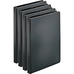 Business Source Basic Round Ring Binders 1/2" Binder Capacity - Letter - 8 1/2" x 11" Sheet Size - 125 Sheet Capacity - 3 Ring - Fastener: Round Ring - Pocket: Internal - Chipboard, Polypropylene - Black - 8.96 oz - Exposed Rivet, Sturdy - 4  (BSN28526BD)