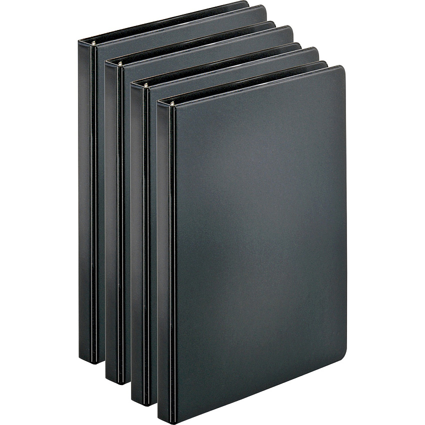 Business Source Basic Round Ring Binders 1/2" Binder Capacity - Letter - 8 1/2" x 11" Sheet Size - 125 Sheet Capacity - 3 Ring - Fastener: Round Ring - Pocket: Internal - Chipboard, Polypropylene - Black - 8.96 oz - Exposed Rivet, Sturdy - 4  (BSN28526BD)