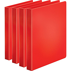 Business Source Basic Round Ring Binders 1" Binder Capacity - Letter - 8 1/2" x 11" Sheet Size - 225 Sheet Capacity - 3 Ring - Fastener: Round Ring - Pocket: Internal - Chipboard, Polypropylene - Red - 11.20 oz - Exposed Rivet, Sturdy - 4 / B (BSN28550BD)