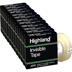 Highland 1/2"W Matte-finish Invisible Tape 36 yd Length x 0.50" Width - 1" Core - Matte - Clear - For Mending, Splicing, Holding - 12 / Box (6200121296BX) Highland 1/2"W Matte-finish Invisible Tape 36 yd Length x 0.50" Width - 1" Core - Matte - Clear - For Mending, Splicing, Holding - 12 / Box (6200121296BX)