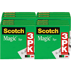 Scotch 1/2"W Magic Tape 36 yd Length x 0.50" Width - 1" Core - Matte - Clear - For Mending, Splicing - 3/Pack - 4 / Bundle (810H3BD)