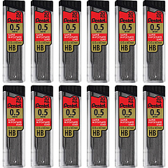 Pentel Super Hi-Polymer Leads 0.5 mm , Fine Point - HB - Black Lead - 30/Tube - 12 / Box (C25HBBX) Pentel Super Hi-Polymer Leads 0.5 mm , Fine Point - HB - Black Lead - 30/Tube - 12 / Box (C25HBBX)