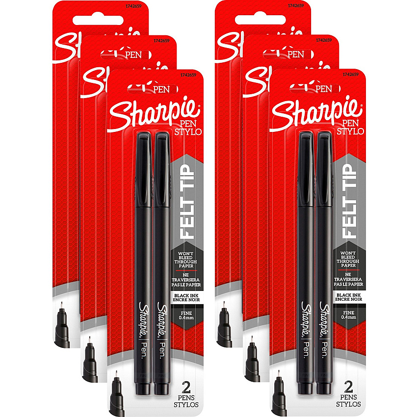 Sharpie Fine Point Pen Fine Pen Point - Black Ink - 2/Pack - 6 / Box (1742659BX)