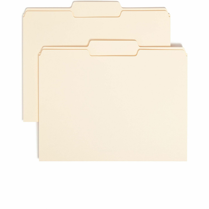 Smead 1/3 Tab Cut Letter Recycled Top Tab File Folder 8 1/2" x 11" - 3/4" Expansion - Top Tab Location - Center Tab Position - 11 pt. - 1 Plys - Manila - Sturdy, Rounded Corner - 10% Recycled - 100/Box - 5 / Carton (10332CT)