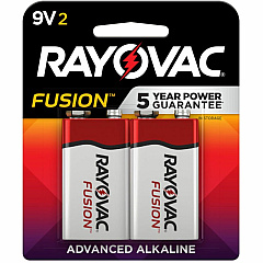 Rayovac 9-Volt Fusion Advanced Alkaline Batteries For Multipurpose - 9 V DC - 2 / Pack (A16042TFUSK) Rayovac 9-Volt Fusion Advanced Alkaline Batteries For Multipurpose - 9 V DC - 2 / Pack (A16042TFUSK)