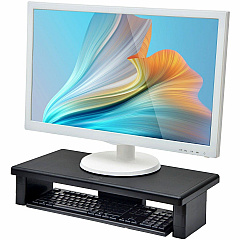 DAC&reg; Stax MP-211 Height-Adjustable Ultra-Wide Monitor/Laptop Stand, Black 66 lb Load Capacity - 4.75" Height x 22" Width x 10.50" Depth - Black - For Monitor, Notebook, Printer, Fax Machine - Storage Space, Sturdy, Comfortable, USB Charging Po (02238)