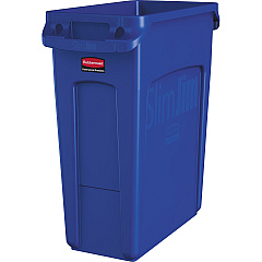 Rubbermaid Commercial Slim Jim Vented Container 16 gal Capacity - Rectangular - Durable, Vented, Sturdy, Weather Resistant, Handle, Lightweight - 25" Height x 11" Width - Blue - 1 Each (1971257)