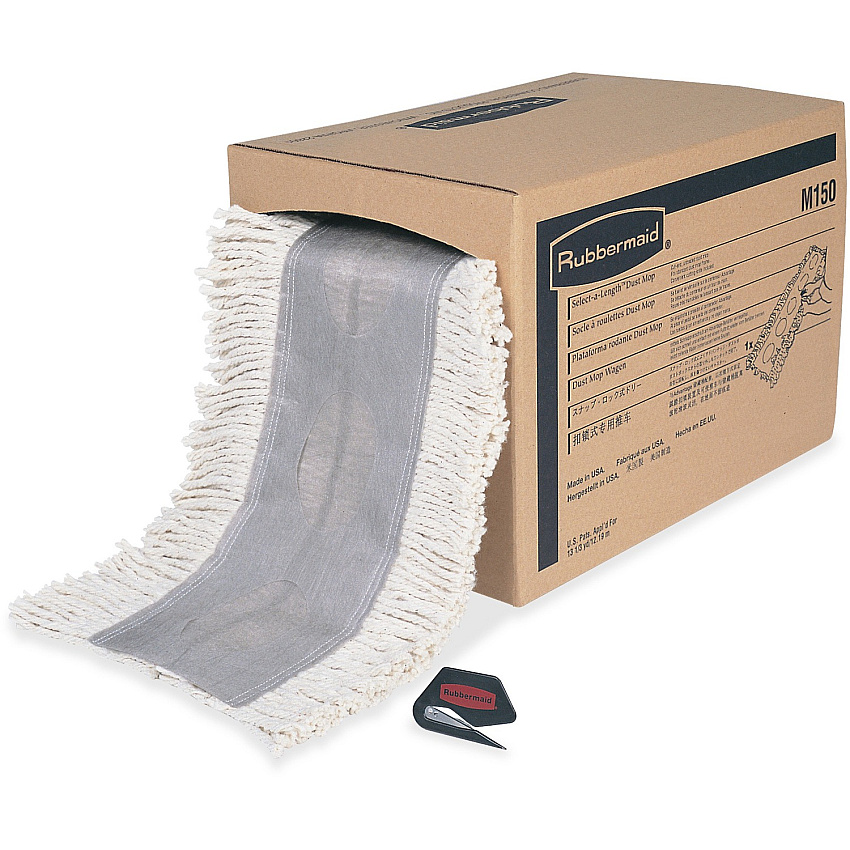 Rubbermaid Commercial Continuous Roll Dust Mop 5" Width x 40" Length - Cotton - 1 Carton (M15000WH)