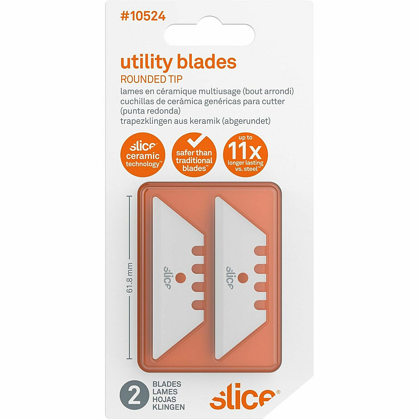 Slice Replacement Ceramic Utility Blades 2.40" Length - Non-conductive, Non-magnetic, Rust Resistant, Reversible, Non-sparking - Zirconium Oxide - White - 2 / Pack (10524)