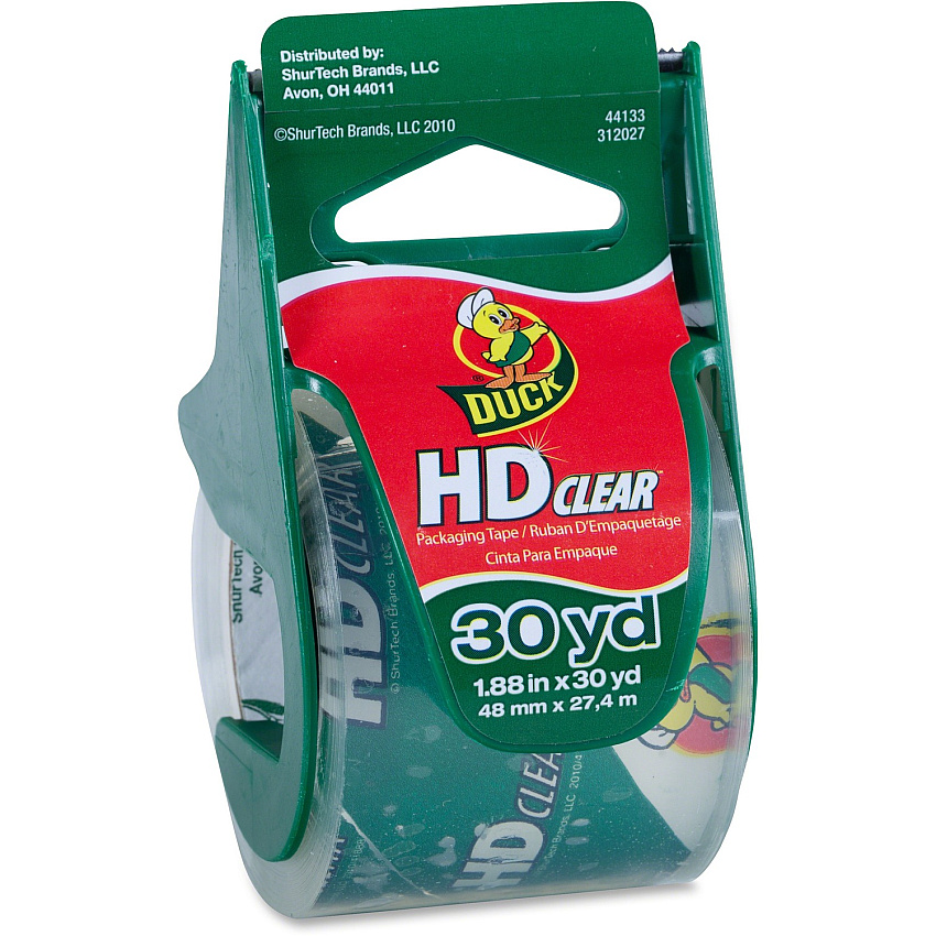 Duck HD Clear Packaging Tape 29.97 yd Length x 1.89" Width - Clear - Acrylic - 1 Roll (285896)