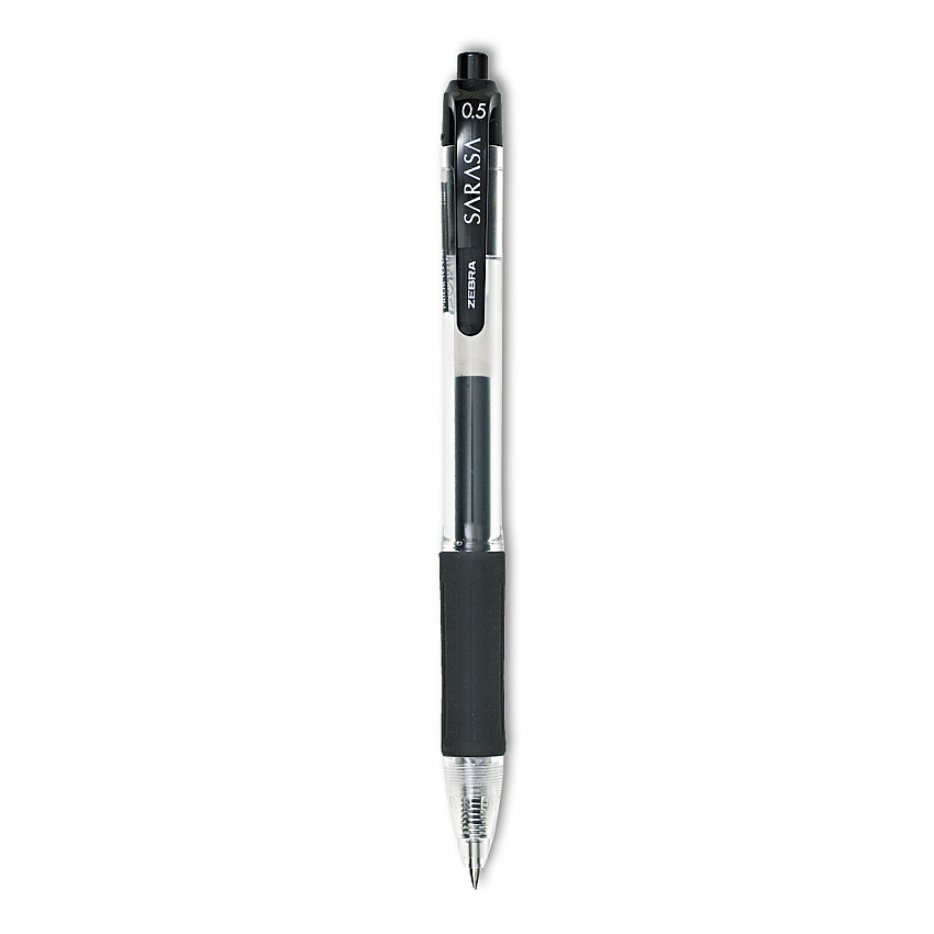 Zebra Sarasa Dry Gel X20 Gel Pen, Retractable, Fine 0.5 mm, Black Ink, Smoke Barrel, 12/Pack (46710)