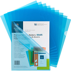 Business Source Letter File Sleeve 8 1/2" x 11" - 20 Sheets Capacity - Blue - 10 / Pack (BSN00605)