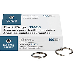 Business Source Standard Book Rings 0.8" Diameter - Silver - 100 / Box (BSN01435) Business Source Standard Book Rings 0.8" Diameter - Silver - 100 / Box (BSN01435)