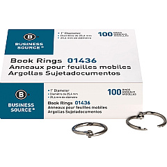 Business Source Standard Book Rings 1" Diameter - Silver - Nickel Plated - 100 / Box (BSN01436) Business Source Standard Book Rings 1" Diameter - Silver - Nickel Plated - 100 / Box (BSN01436)