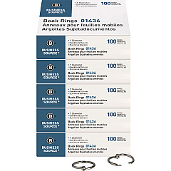 Business Source Standard Book Rings 1" Diameter - Silver - Nickel Plated - 100/Box - 5 / Bundle (BSN01436BD) Business Source Standard Book Rings 1" Diameter - Silver - Nickel Plated - 100/Box - 5 / Bundle (BSN01436BD)
