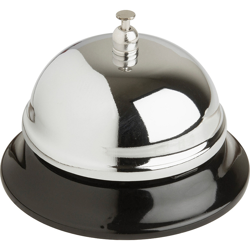 Business Source Nickel Plated Call Bell 3.4" Diameter - Nickel Plated, Chromed - Steel - Silver, Black - 1 Each (BSN01583)