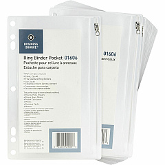Business Source Punched Economy Binder Pocket 9.5" Height x 6" Width - 7 x Holes - Ring Binder - Clear - Plastic - 24 / Box (BSN01606BX)