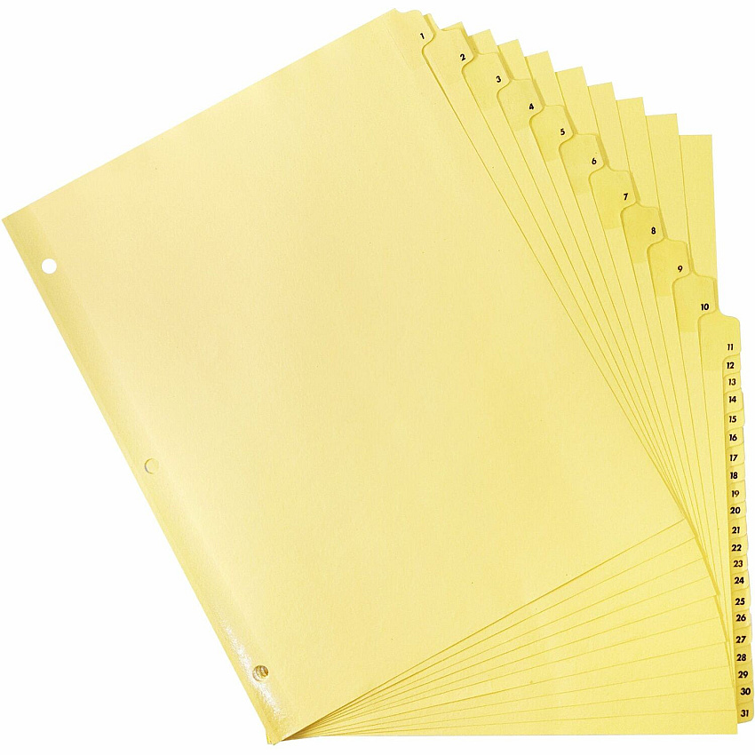 Business Source Preprinted 1-31 Tab Index Dividers Printed Tab(s) - Digit - 1-31 - 31 Tab(s)/Set - 8.5" Divider Width x 11" Divider Length - Letter - 3 Hole Punched - Buff Buff Paper Divider - Buff Plastic Tab(s) - Punched, Durable, Heavy Duty, (BSN01808)