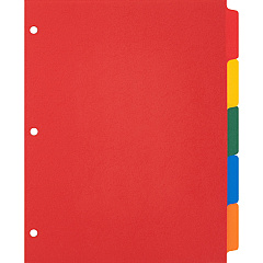 Business Source Plain Tab Color Polyethylene Index Dividers Blank Tab(s) - 5 Tab(s)/Set - 8.5" Divider Width x 11" Divider Length - Letter - 3 Hole Punched - Red Polyethylene, Yellow, Green, Blue, Orange Divider - Red Polyethylene, Yellow, Gree (BSN01809)
