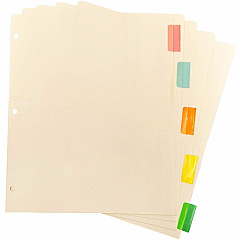 Business Source Color Tab Pocket Binder Dividers Blank Tab(s) - 5 Tab(s)/Set - 9" Divider Width x 11" Divider Length - Letter - 8.50" Width x 11" Length - Buff Buff Paper Divider - Assorted Tab(s) - 1 Set (BSN02073)
