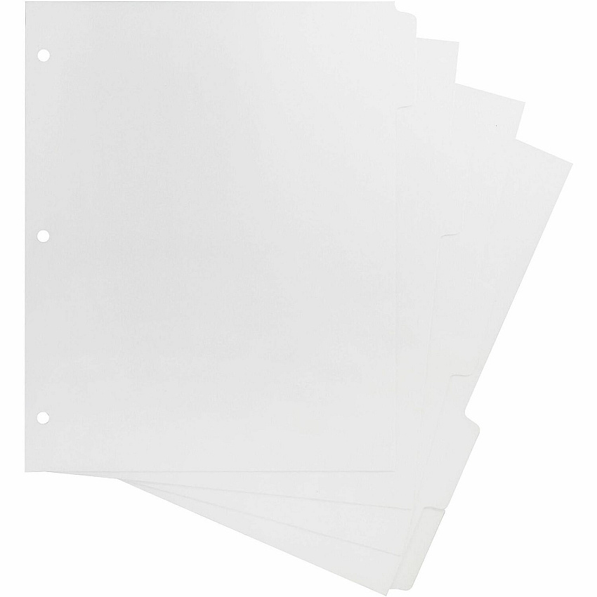 Business Source White Tab Double-reverse Print-on Index Print-on Tab(s) - 5 Tab(s)/Set - 9" - Letter - 8.50" Width x 11" Length - 3 Hole Punched - Bright White Paper Divider - White Paper Tab(s) - Punched, Durable, Reversible - 1 Box (BSN02077)