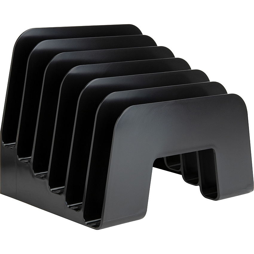 Business Source 6-slot Inclined Desk Step Sorter 6 Compartment(s) - 6.50" Height x 8" Width x 7.75" Depth - Desktop - 25% Recycled - Black - Plastic - 1 Each (BSN11875)