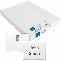 Business Source Clip Holder Style Badge Kit 3" Height x 4" Width - Clear - 50 / Box (BSN19184)