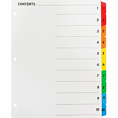 Business Source Table of Content Quick Index Dividers Printed Tab(s) - Digit - 1-10 - 10 Tab(s)/Set - 8.5" Divider Width x 11" Divider Length - 3 Hole Punched - Multicolor Divider - Multicolor Mylar Tab(s) - 1 Set (BSN21902) Business Source Table of Content Quick Index Dividers Printed Tab(s) - Digit - 1-10 - 10 Tab(s)/Set - 8.5" Divider Width x 11" Divider Length - 3 Hole Punched - Multicolor Divider - Multicolor Mylar Tab(s) - 1 Set (BSN21902)